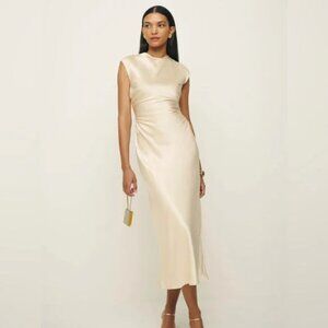 Reformation Veida Silk Dress in Almond Size 2